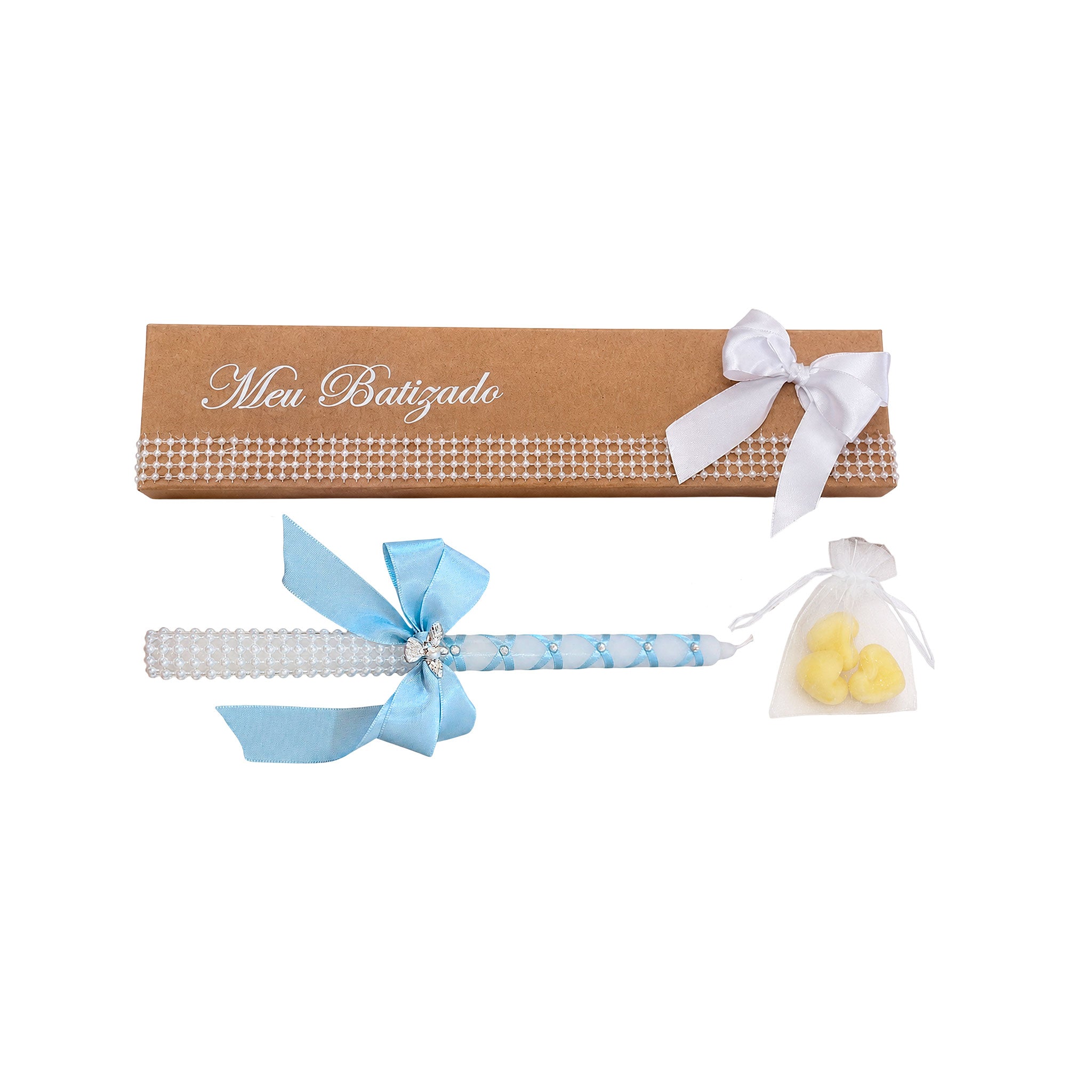 Vela de Batismo Decorada com Caixa