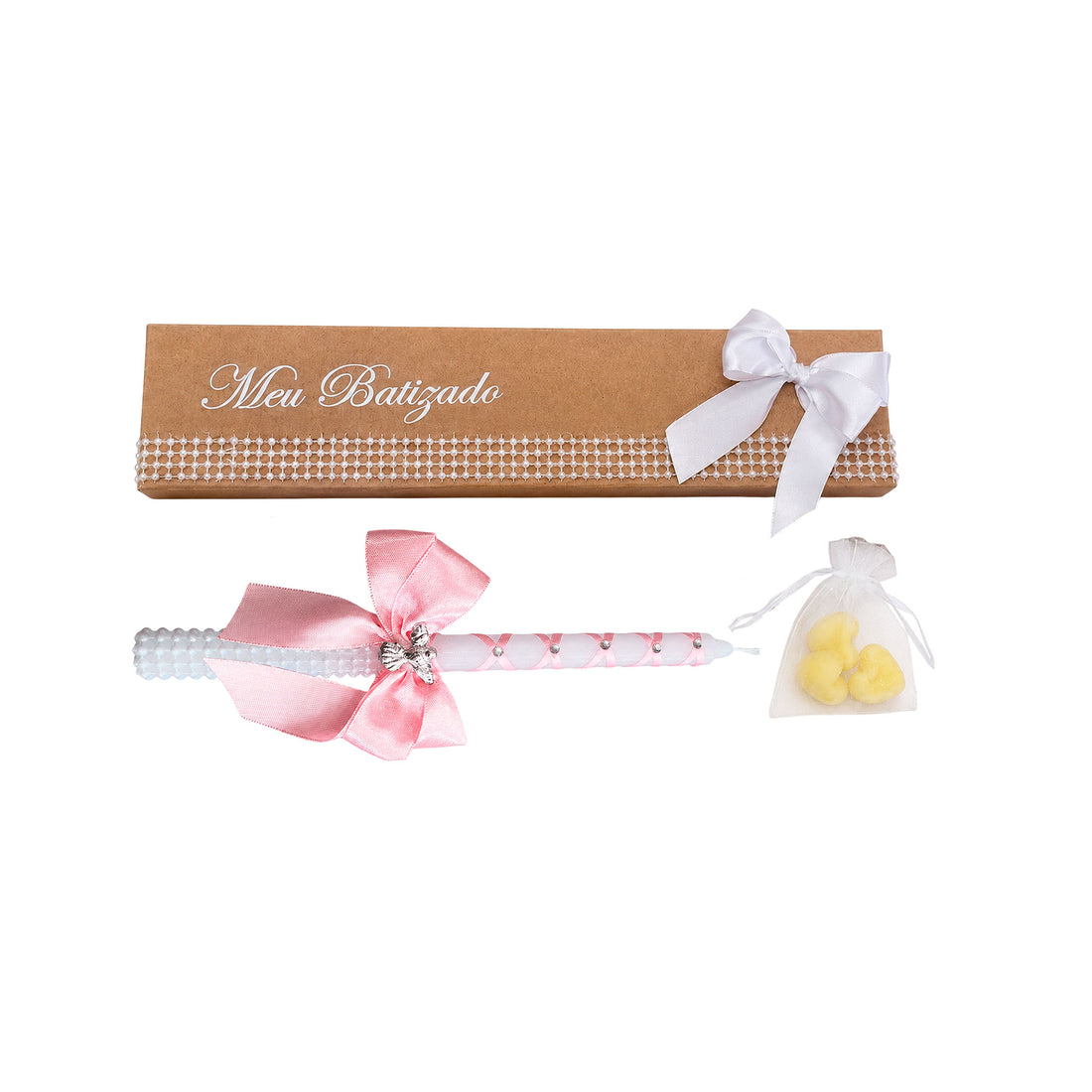 Vela de Batismo Decorada com Caixa
